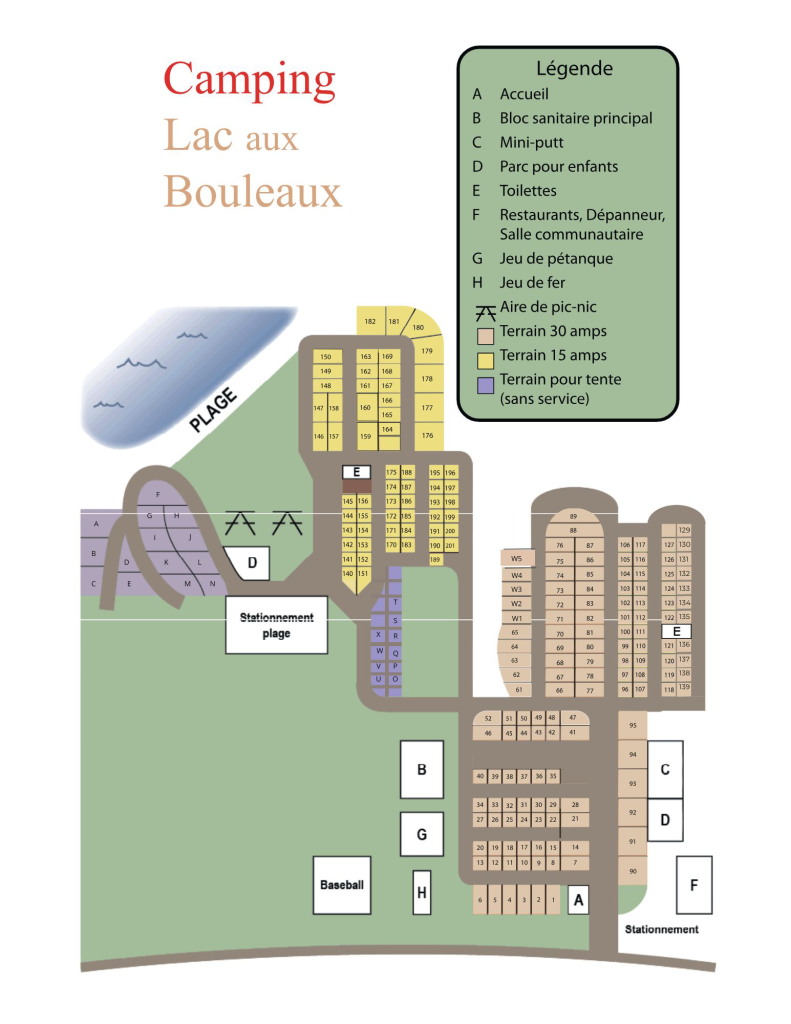 Image du plan du Camping Lac-aux-Bouleaux